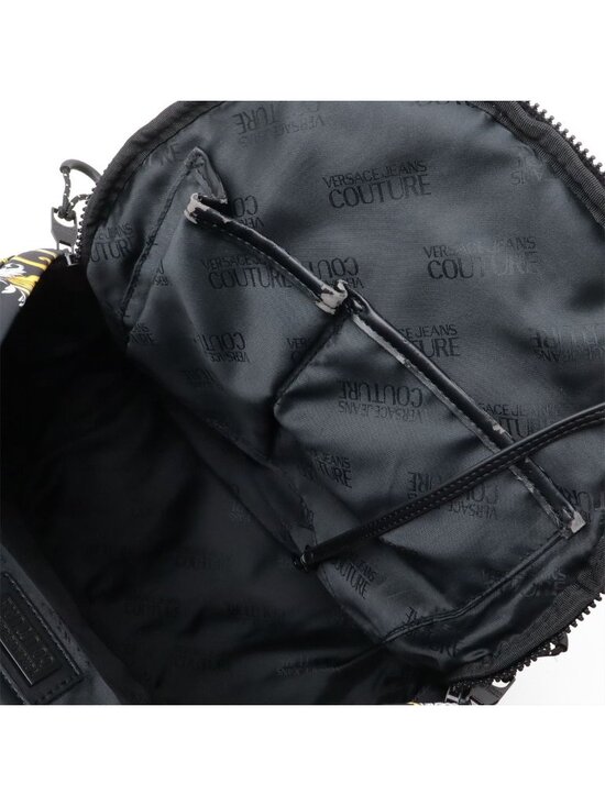 Versace Jeans Couture Backpack Nylon Logo All Over Pattern Black Gold main image 6
